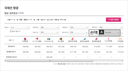 the Purple Travel/Flight Voucher 사용 가능 항공편 필터링