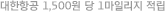 대한항공 1,500원 당 1마일리지 적립